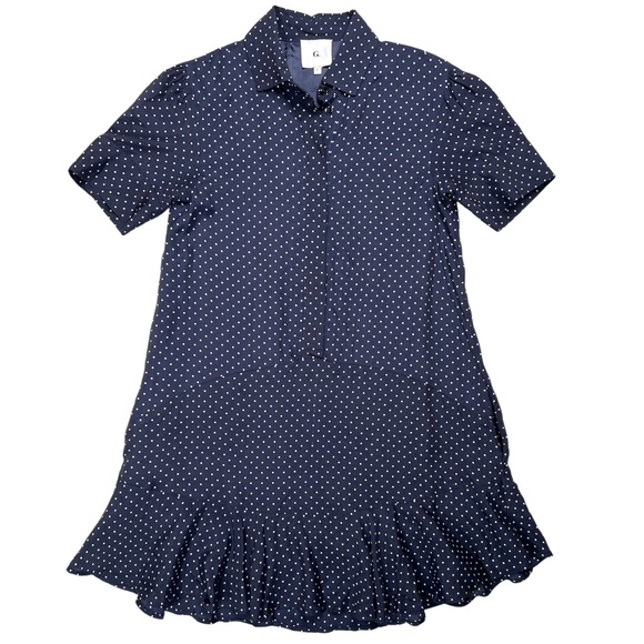 Goop G. Label Denise Mini Polka Dot Navy Shirt Dress Size 2 - Picture 8 of 14